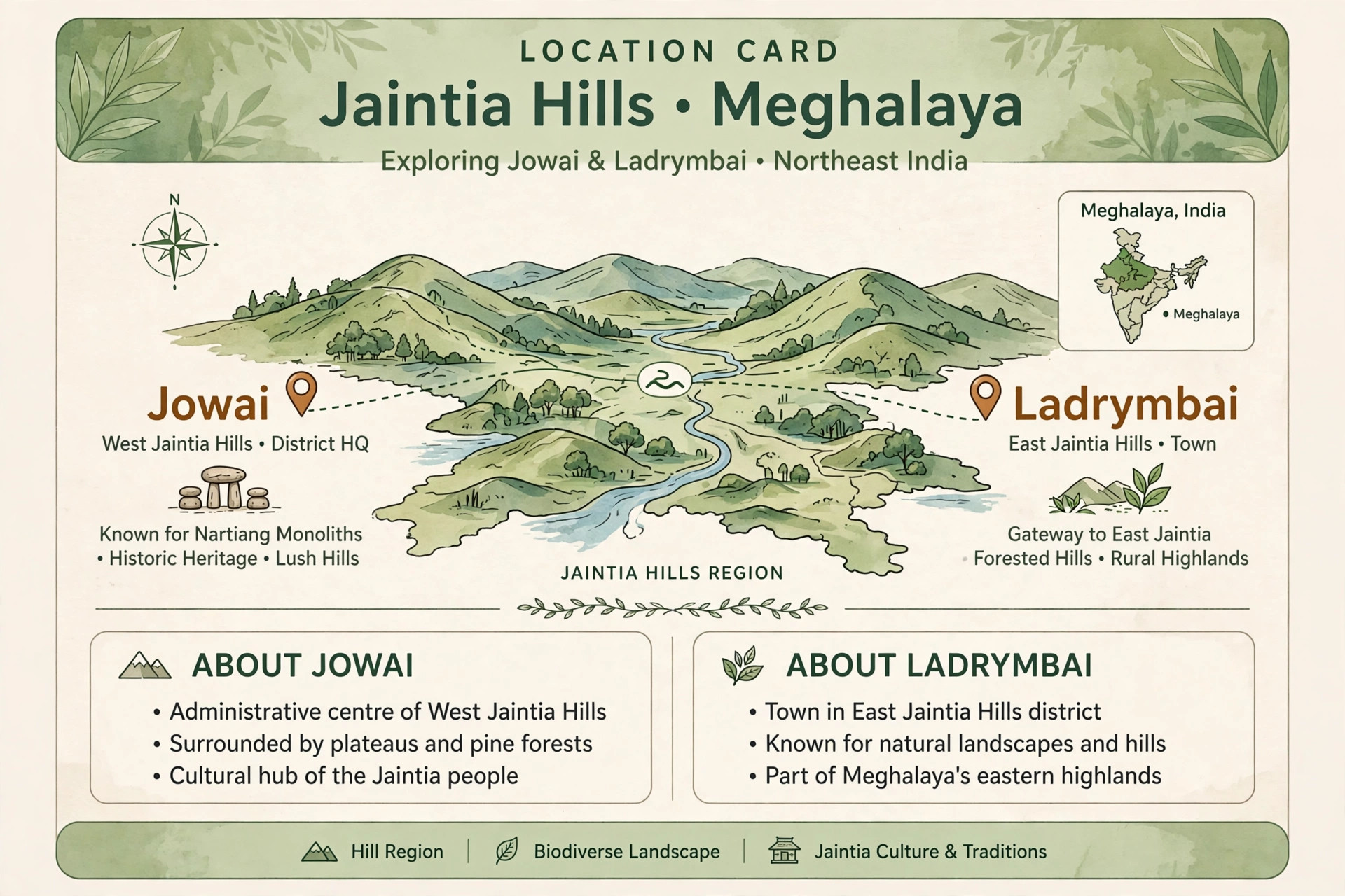 Jowai town in the West Jaintia Hills of Meghalaya