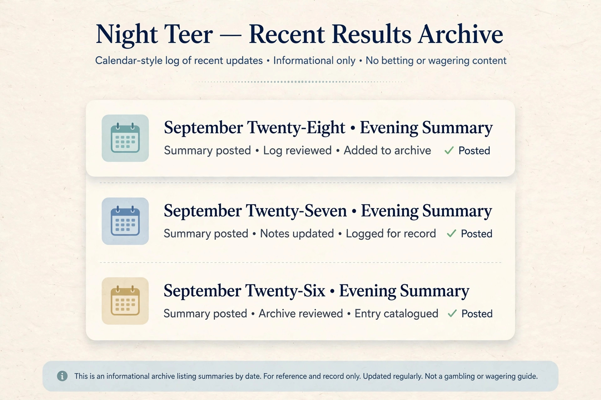 Night teer result list with previous days records and history