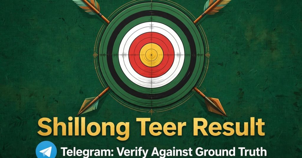 Shillong teer result telegram verification title card with archery target